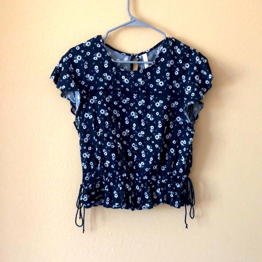 Target Xhilaration Floral Navy Blouse